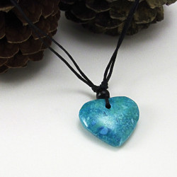 Collier Coeur pierre bleue