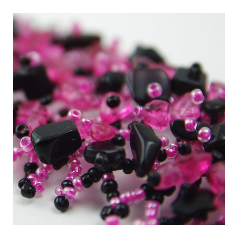 Bracelet Perles roses et noires Flexible
