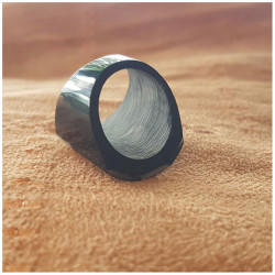 Bague nacrée et bois - Brun