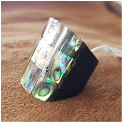 Bague nacrée et bois - Couleur