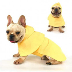 IMPERMÉABLE CIRÉ JAUNE POUR CHIEN ET CHAT Taille S