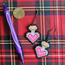 Boucles d'oreilles Potion Coeur Zelda Pixel - Original