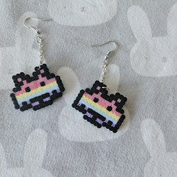 Boucles d'oreilles Space Invader Pixel multi-couleur