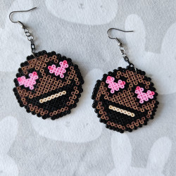 Boucles d'oreilles SMILEY marrons et roses trop chous