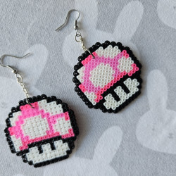 Boucles d'oreilles Champi Mario Toad classique ROSE