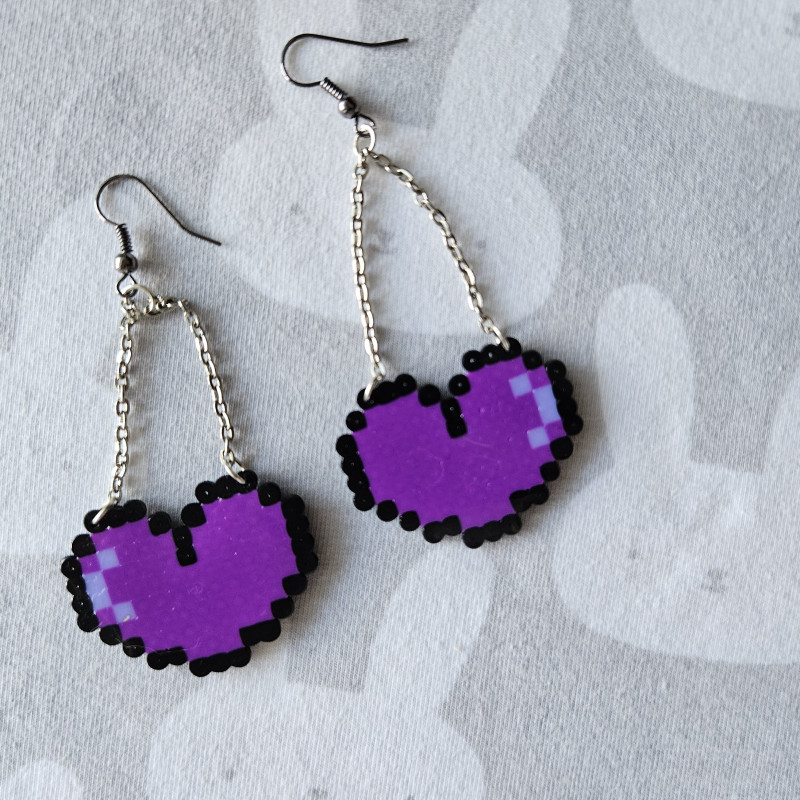 Boucles d'oreilles BIG LOVE violet kawai trop chou