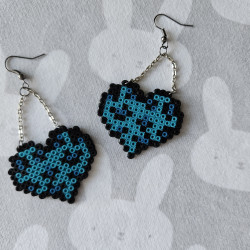 Boucles d'oreilles BIG LOVE mode LEOPARD Blue Graou