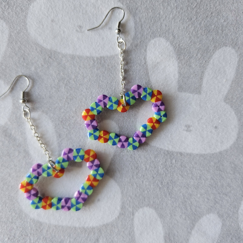 Boucles d'oreilles COEUR multicouleurs