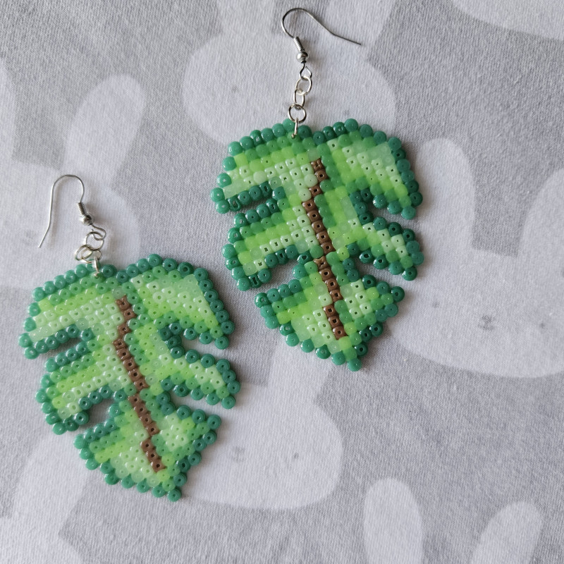 Boucles d'oreilles BIG feuilles PHILODENDRON Nature