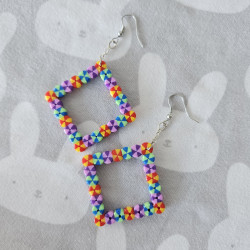 Boucles d'oreilles CARRES MULTI COULEURS