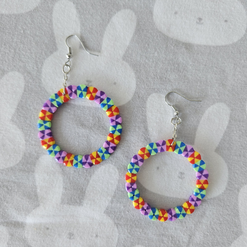 Boucles d'oreilles ROND MULTI COULEURS