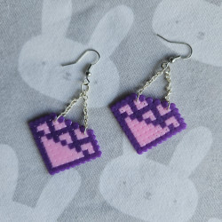 Boucles d'oreilles DIAMANTS Mauve & Rose