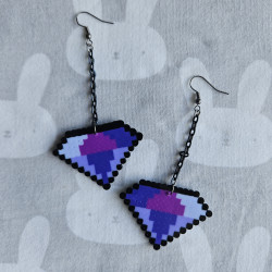 Boucles d'oreilles noir DIAMANTS Noir & Violets longs