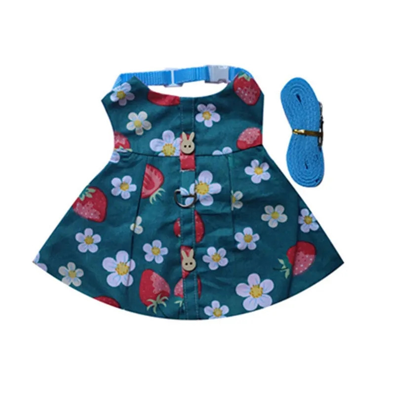 ROBE HARNAIS BLEU AVEC LAISSE POUR LAPIN  Taille S