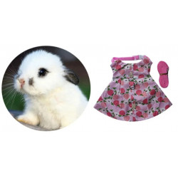 ROBE HARNAIS ROSE AVEC LAISSE POUR LAPIN  Taille M